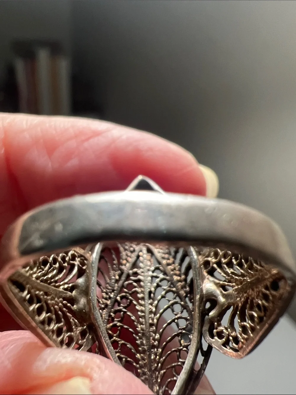 Fabulous Filigree Silver Tone Statement Ring - Vintage Heirloom